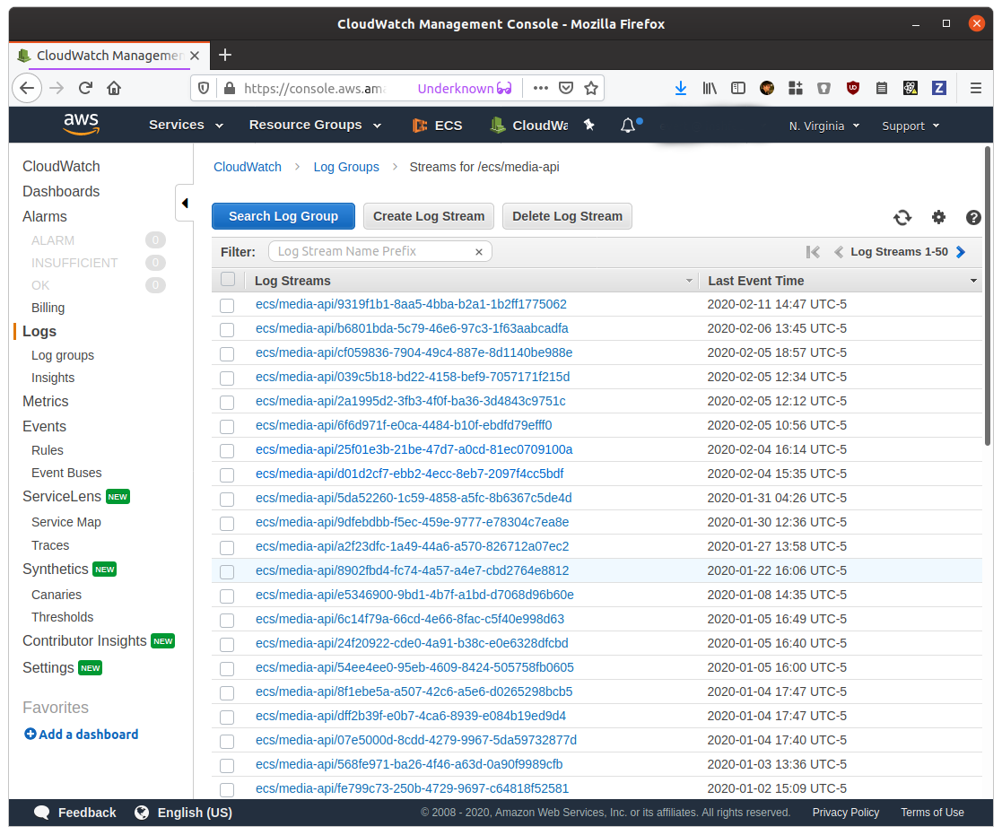 AWS Cloudwatch logs