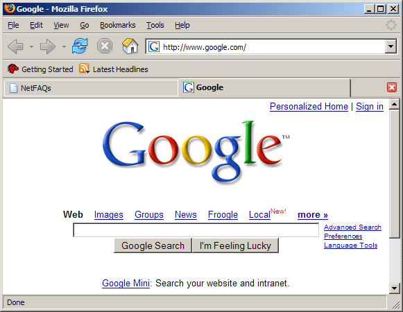 Firefox 1.5 featuring tabs