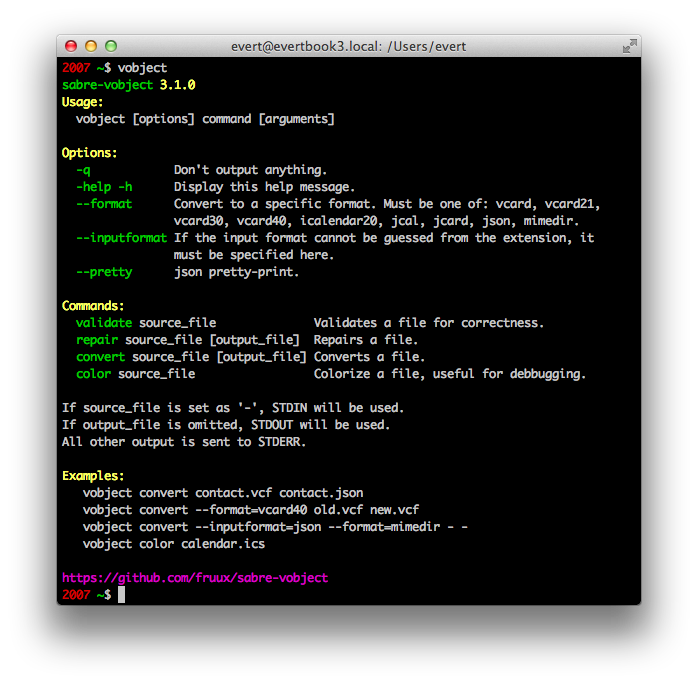 vobject cli screenshot